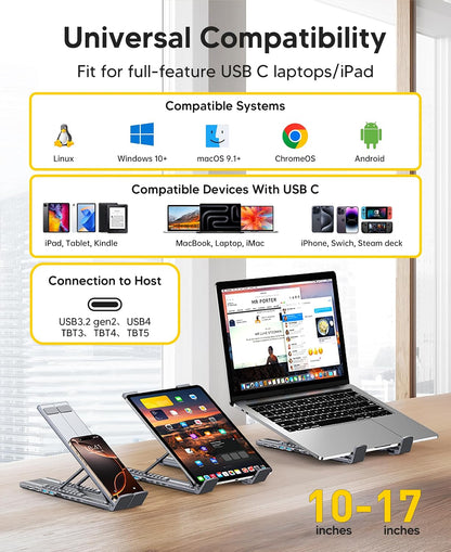 Multi-Functional Laptop Stand with USB-C Hub – Adjustable Ergonomic Foldable Laptop