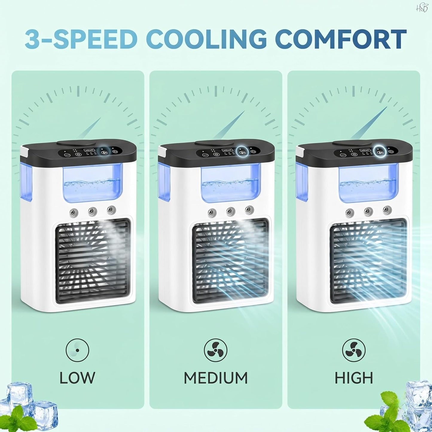 Drumstone Portable Air Cooler Fan Mini Air Conditioner –3-Speed