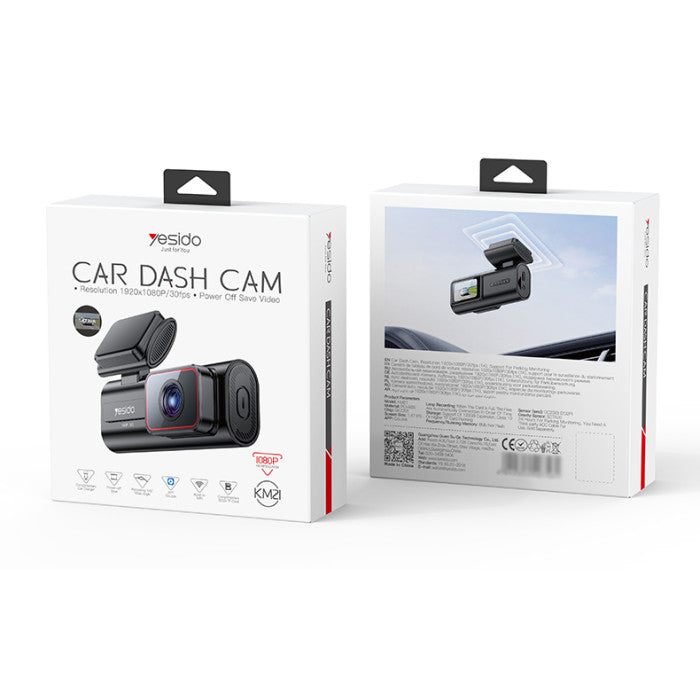 Yesido KM21 front car dash camera with 1K Full HD 1080P recording, 145° wide-angle lens, 1.47-inch IPS display and included 32GB TF card.
كاميرا السيارة الأمامية Yesido KM21 بدقة 1K Full HD 1080P، زاوية تصوير واسعة 145 درجة، شاشة IPS بحجم 1.47 بوصة وبطاقة TF بسعة 32GB.