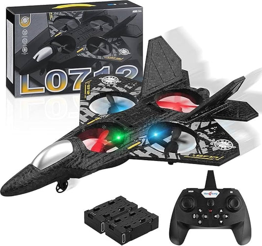 L0712 RC Fighter Jet with 2.4GHz Remote Control, 6-Axis Gyroscope, Altitude Hold, 360° Stunts and LED Lights
طائرة L0712 RC مقاتلة للتحكم عن بُعد مع جيروسكوب 6 محاور وتثبيت الارتفاع وحركات 360° وإضاءة LED