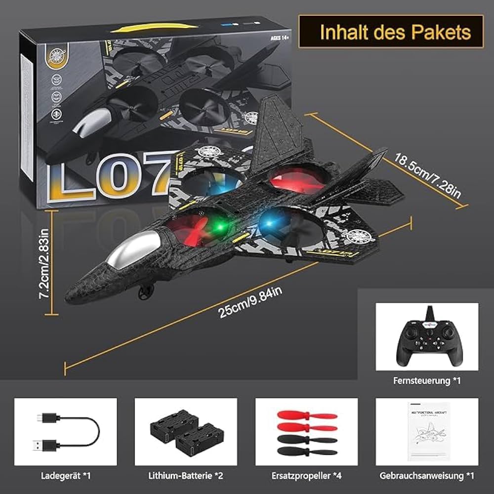 L0712 RC Fighter Jet Airplane – 2.4GHz Remote Control Aircraft with LED Lights