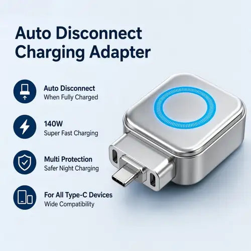 Porodo Auto Release Smart Auto Cut-Off Charging Adapter – Intelligent Fast Charging Solution