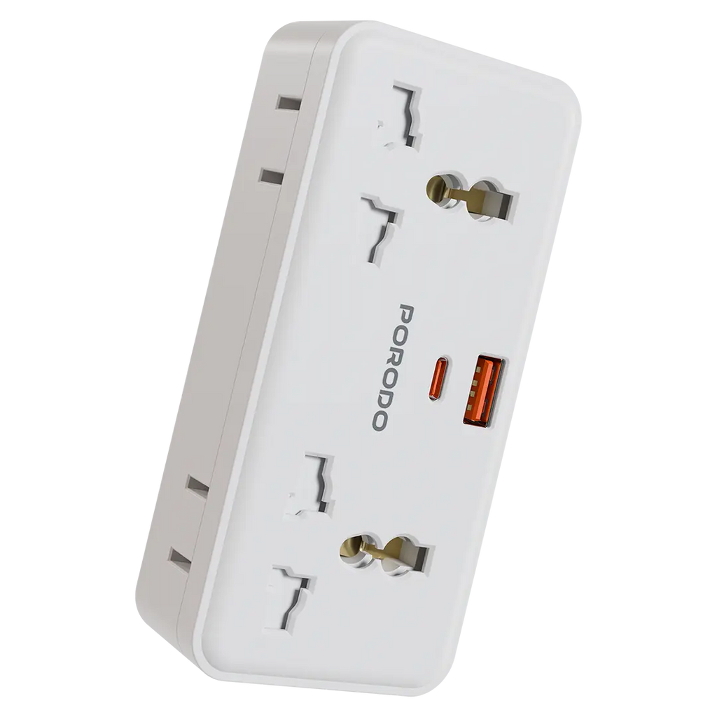 Porodo Plex 1500W Universal Adapter – High Power Travel Adapter with Multiple Ports