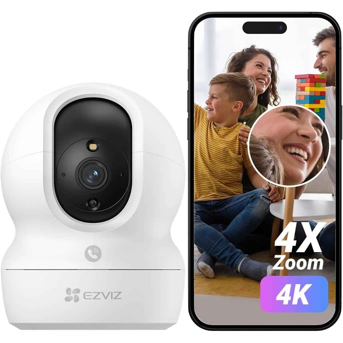 EZVIZ H6c Pro 4K Indoor Smart Security Camera with 4K Ultra HD, AI human detection, 340° pan, 55° tilt, night vision and Wi-Fi
كاميرا EZVIZ H6c Pro 4K الذكية للأمان الداخلي بدقة 4K، اكتشاف الأشخاص بالذكاء الاصطناعي، دوران 340° وإمالة 55°، رؤية ليلية وWi-Fi