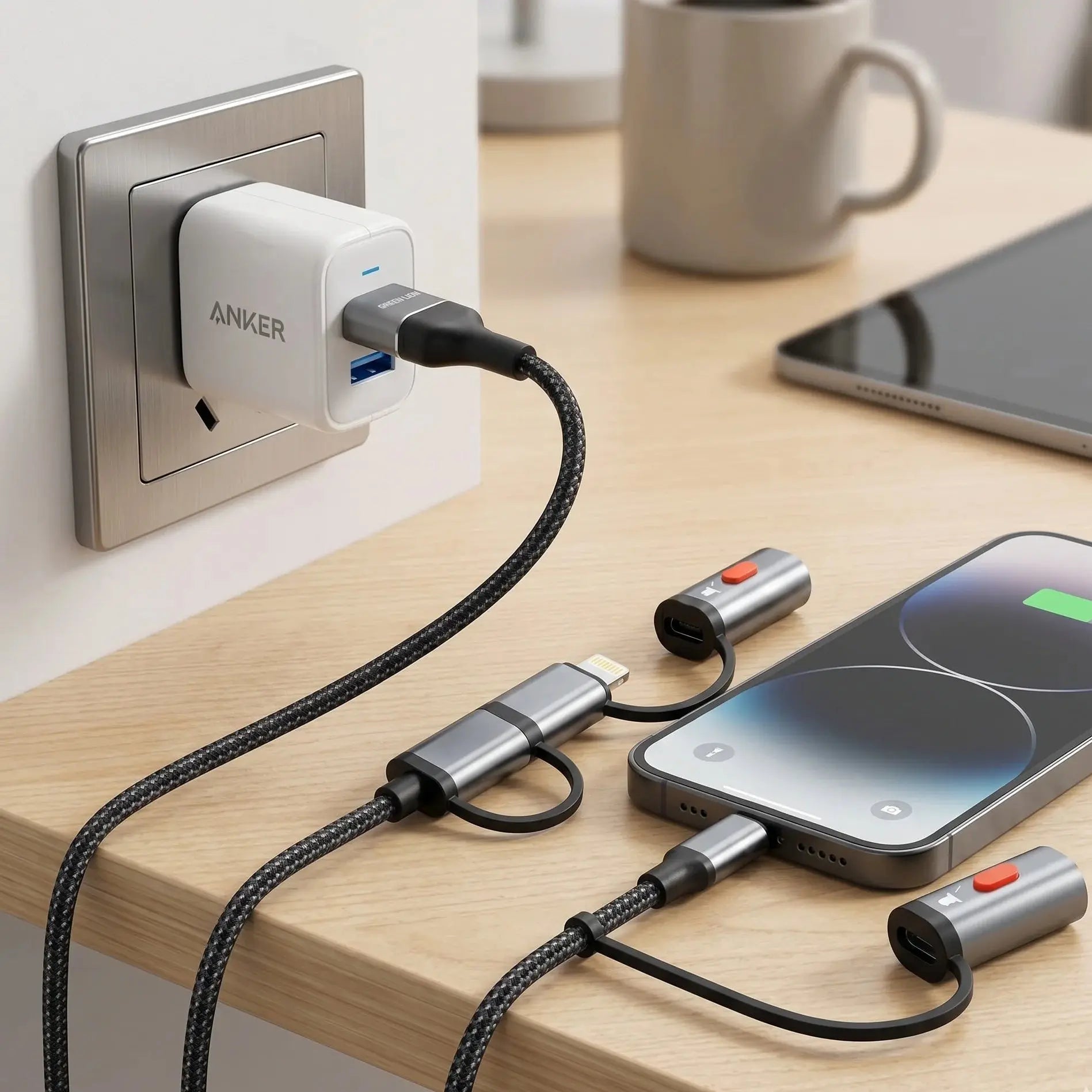 Green Lion 6-in-1 Cable PD 60W with LED Light & Ignition