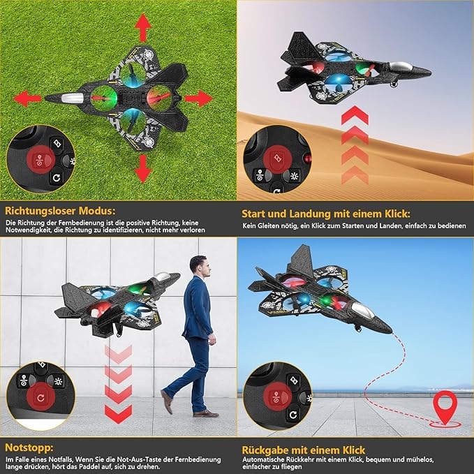 L0712 RC Fighter Jet Airplane – 2.4GHz Remote Control Aircraft with LED Lights