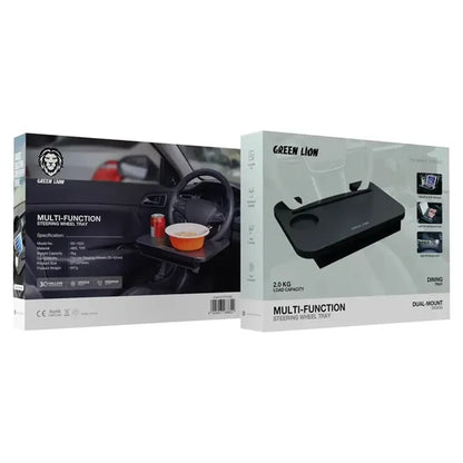 Green Lion Multi-Function Steering Wheel Tray – Portable Car Laptop & Food Tray,