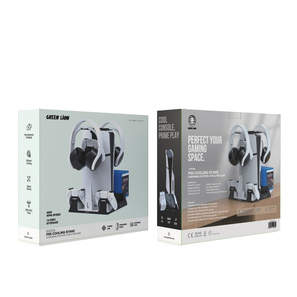 Green Lion PS5 Cooling Stand Charging Station with 4500RPM