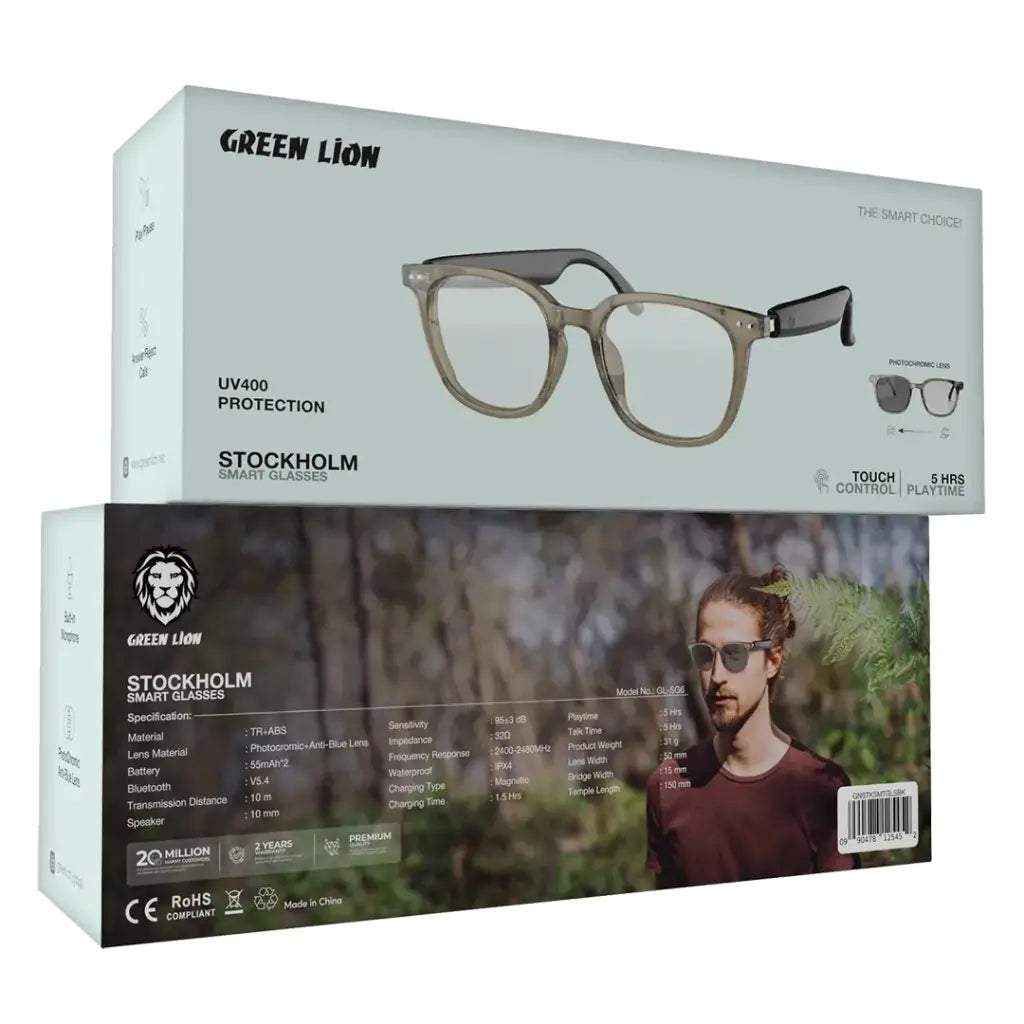 Green Lion Stockholm Smart Glasses Bluetooth 5.4 & Magnetic Charging