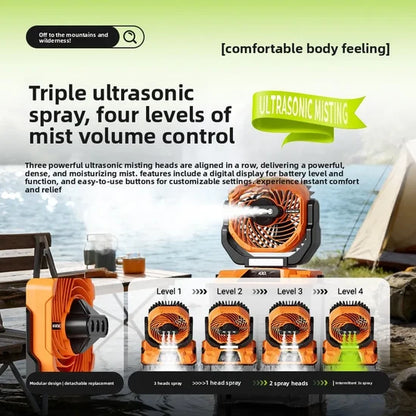 Rechargeable Camping Mist Fan T30 – 7L Water Tank, Portable Cooling Fan