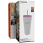 Porodo Stainless Steel Double Wall Tumbler with Lid & Straw Travel Cup, Silver