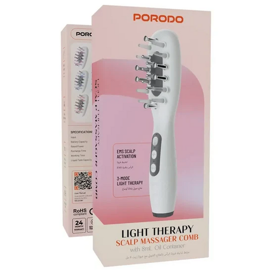 Porodo Light Therapy Scalp Massager with Oil Container – LED Scalp Massage