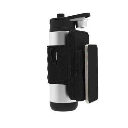 Porodo Magnetic Water Bottle Sleeve with Magnetic Phone Holder – Black