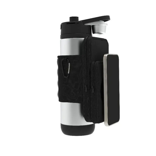 Porodo Magnetic Water Bottle Sleeve with Magnetic Phone Holder – Black