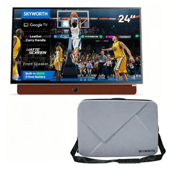 Skyworth 24-inch portable Smart FHD Google TV with protective carrying case bundle
تلفزيون Skyworth Google TV الذكي المحمول 24 بوصة بدقة FHD مع حقيبة حماية وحمل