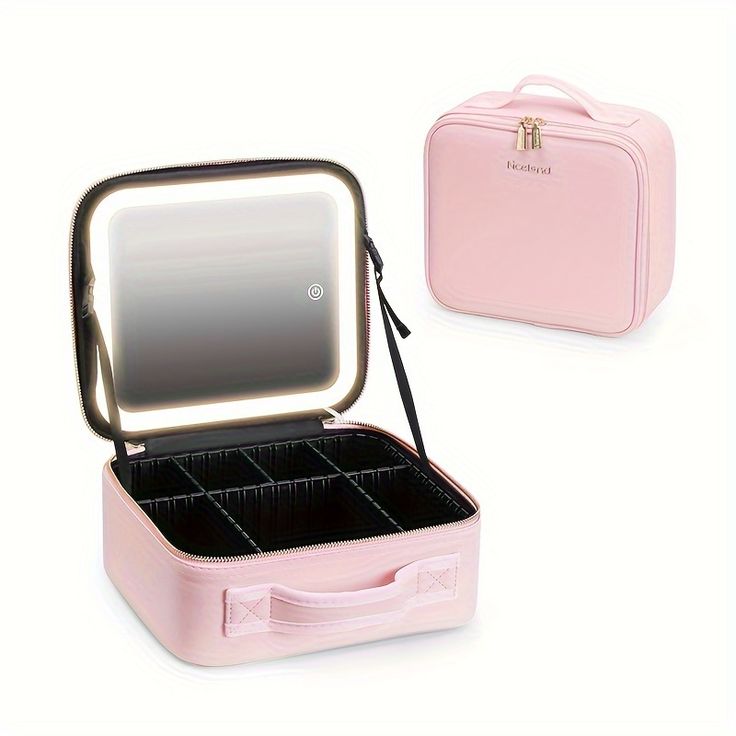 

Portable lighted makeup case with adjustable dividers, pink cosmetic organizer for makeup, brushes, skincare products, and accessories.


حقيبة مكياج محمولة بإضاءة وفواصل قابلة للتعديل، منظم مستحضرات تجميل وردي للمكياج وفرش التجميل ومنتجات العناية بالبشرة والإكسسوارات.
