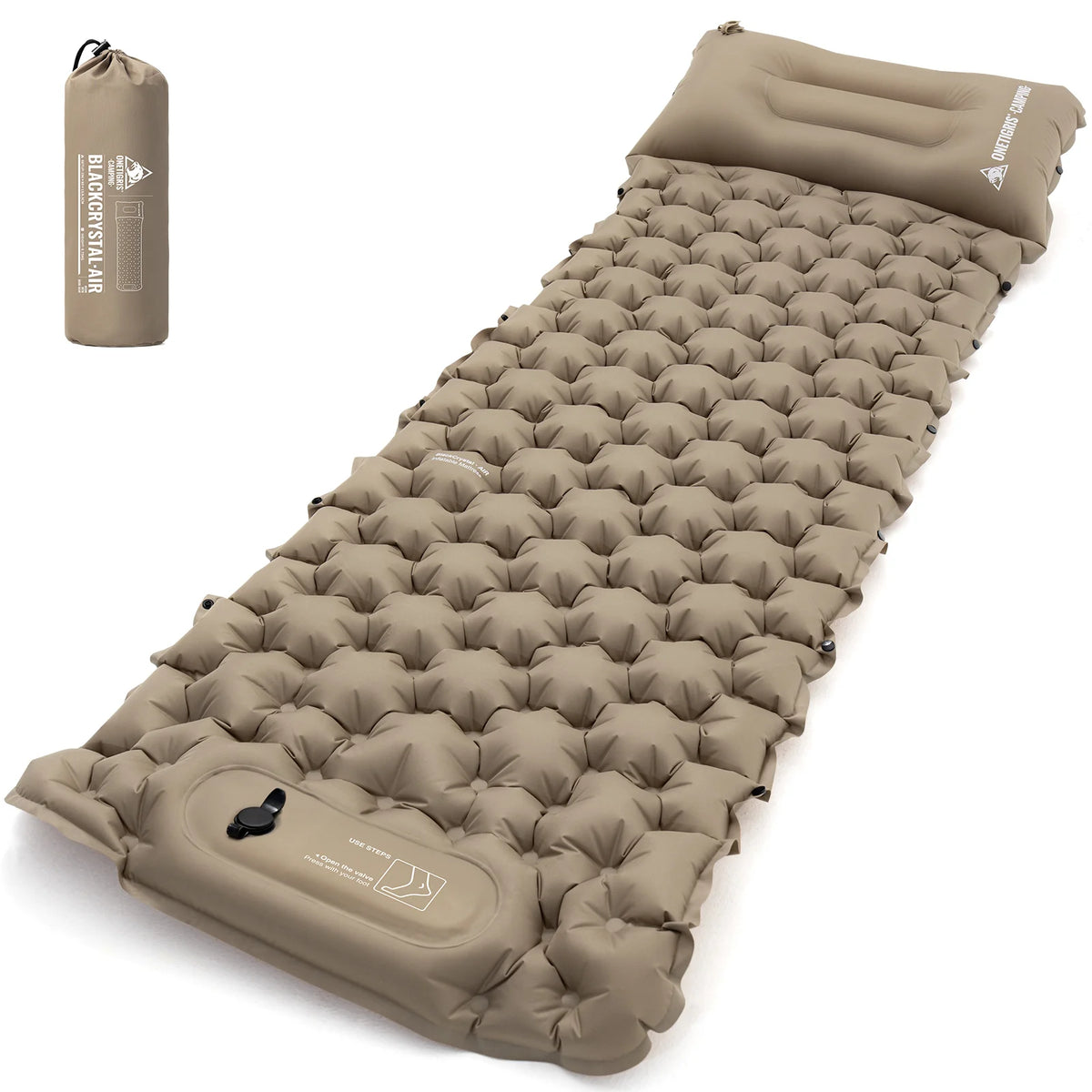Portable Inflatable Sleeping Mat with Pillow – Lightweight Foldable Camping Mattress