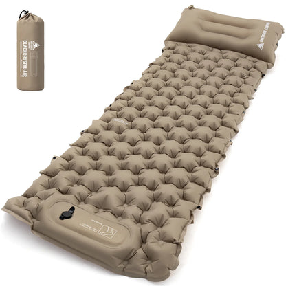 Portable Inflatable Sleeping Mat with Pillow – Lightweight Foldable Camping Mattress