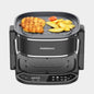 Porodo Lifestyle PD-LFST022-BK dual design air fryer and grill in black, 2-in-1 electric kitchen appliance for crispy and grilled foods.
قلاية هوائية وشواية Porodo Lifestyle PD-LFST022-BK بتصميم مزدوج 2 في 1 باللون الأسود لتحضير الأطعمة المقرمشة والمشوية.