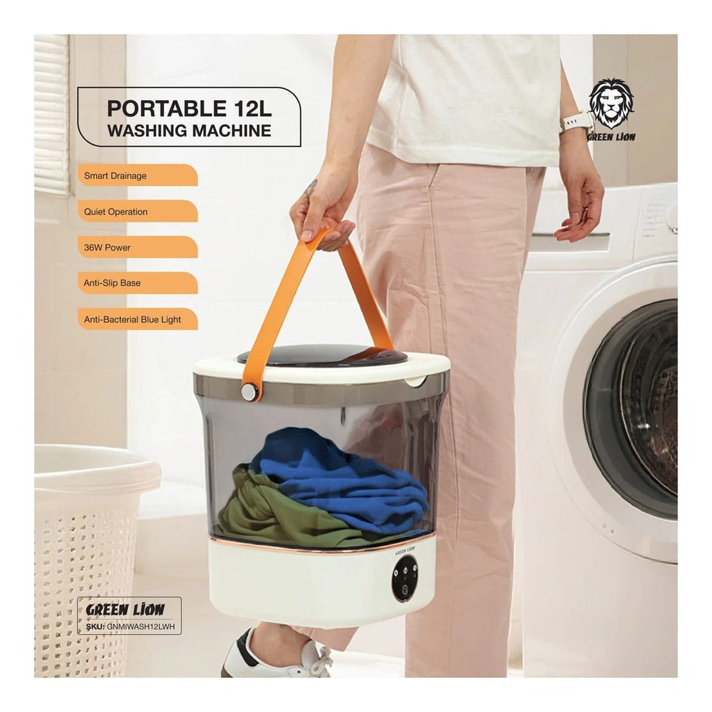 Green Lion Portable 12L Washing Machine – White