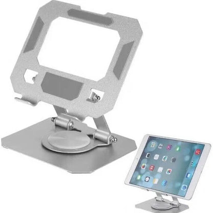 DENX adjustable tablet stand with 360-degree rotation, foldable anti-slip design in black
حامل الجهاز اللوحي DENX القابل للتعديل مع دوران 360 درجة وتصميم قابل للطي ومضاد للانزلاق باللون الأسود