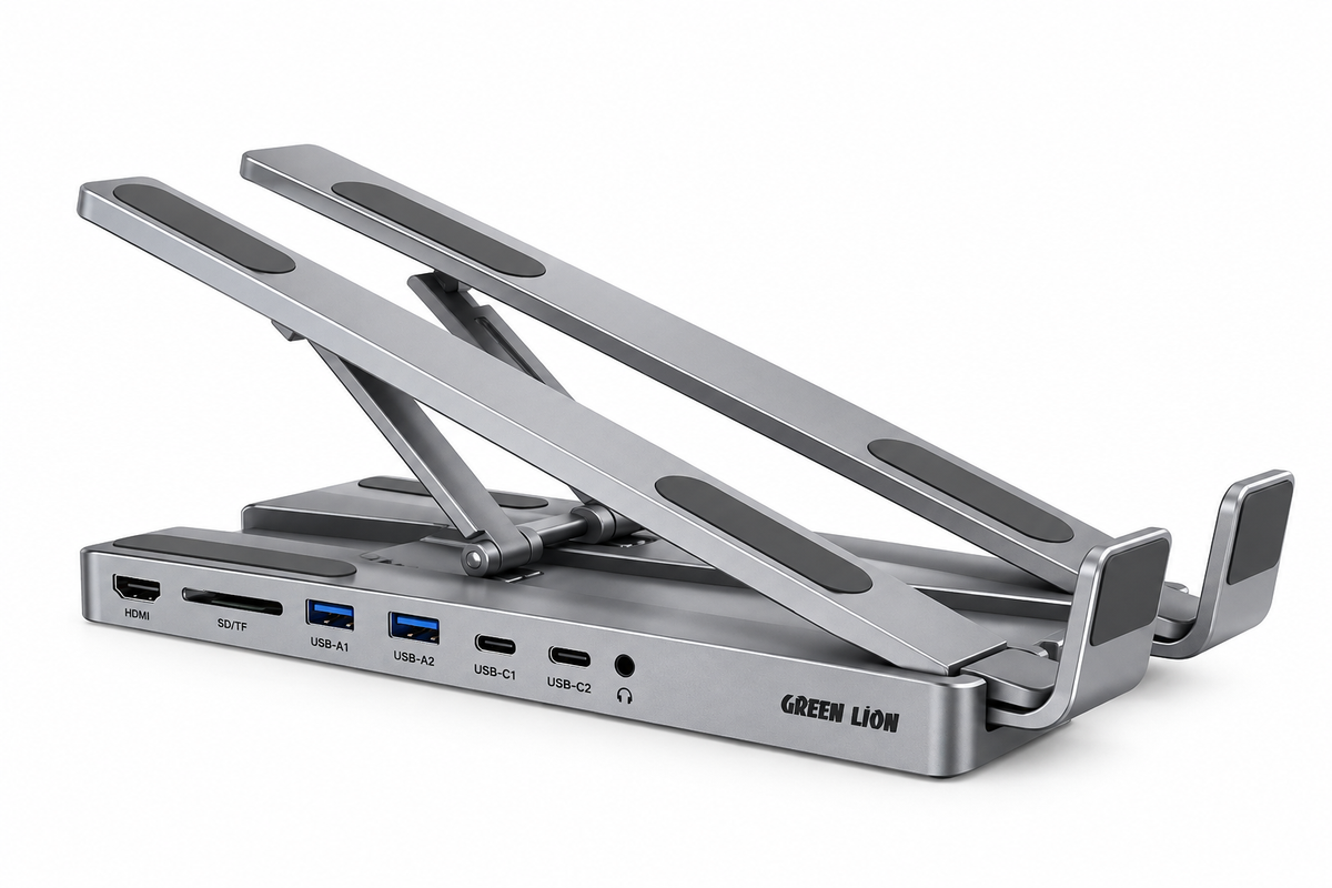 Multi-Functional Laptop Stand with USB-C Hub – Adjustable Ergonomic Foldable Laptop