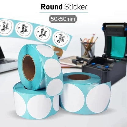 500-piece white round sticker paper labels measuring 50x50mm for product packaging and labeling
500 ملصق ورقي دائري أبيض مقاس 50×50 مم لتغليف المنتجات ووضع العلامات عليها
