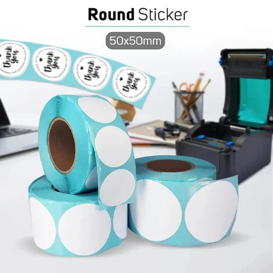 500-piece white round sticker paper labels measuring 50x50mm for product packaging and labeling
500 ملصق ورقي دائري أبيض مقاس 50×50 مم لتغليف المنتجات ووضع العلامات عليها
