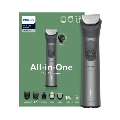 Philips All-in-One Grooming Set 7000 Series 8-in-1
Philips 7000 Series 8-in-1 men's grooming kit
مجموعة Philips 7000 للعناية الشخصية 8 في 1
جهاز Philips 7000 Series لتشذيب اللحية والشعر والجسم
